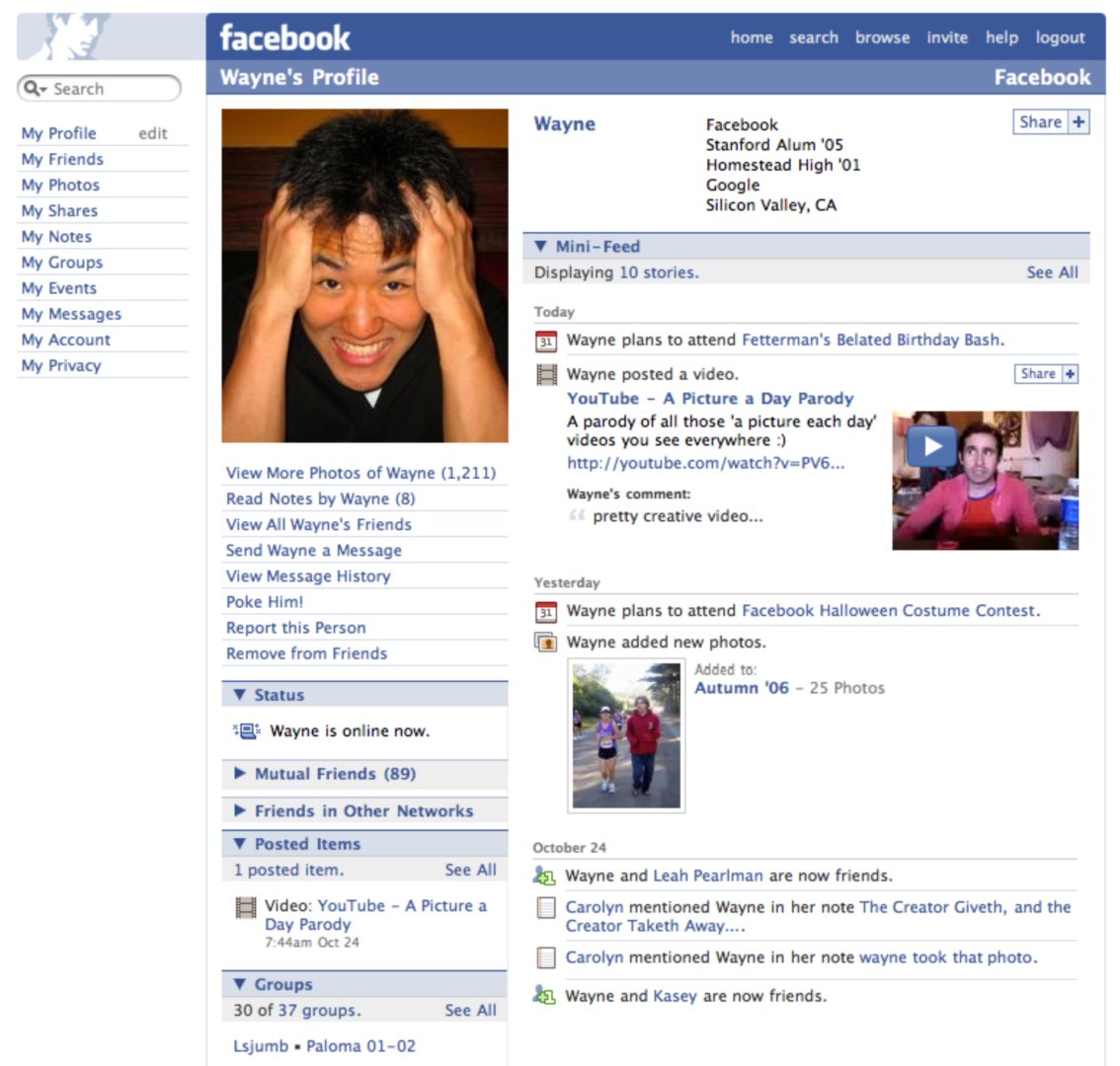 Facebook profile page (2006)